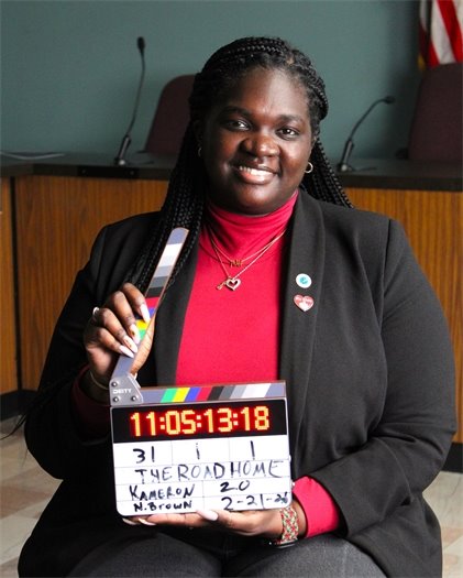 Mayor Brown on set for The Road Home