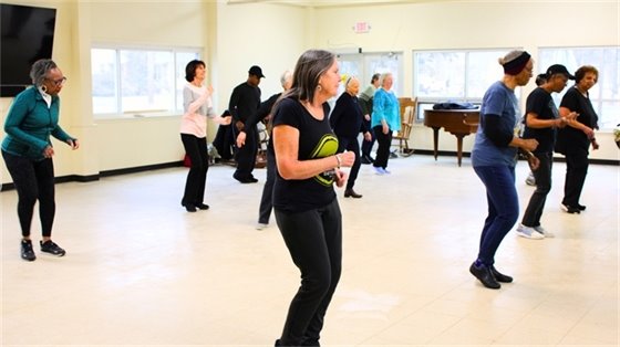 Line Dancing at the Ypsilanti Senior Center during opening week